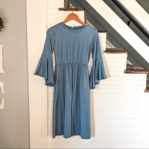Dusty Blue bell sleeved dress